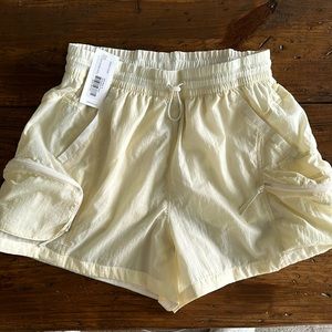 Outdoor Voices Ivory Beige Nylon Cargo Shorts